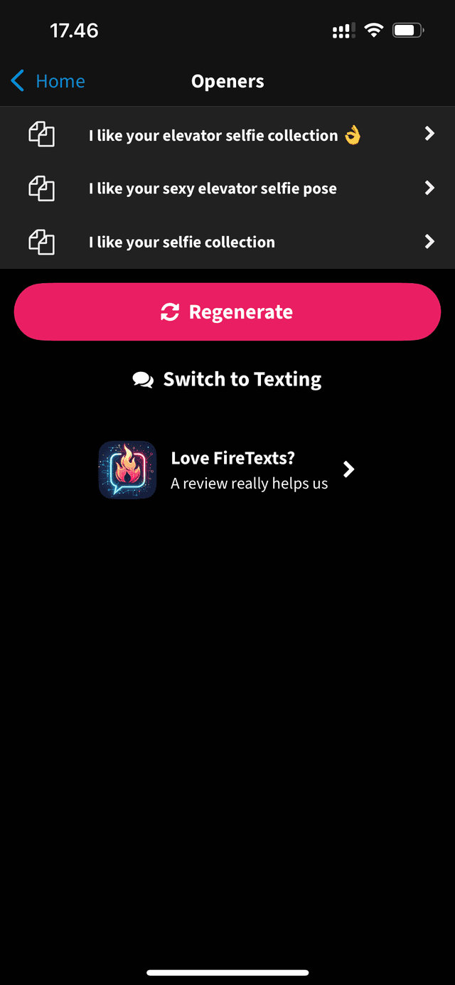 FireTexts generated opener suggestions based on profile photos